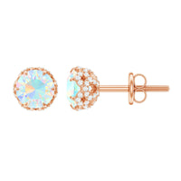 Designer Ethiopian Opal Stud Earrings with Diamond