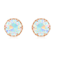 Designer Ethiopian Opal Stud Earrings with Diamond