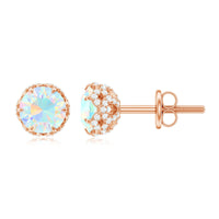 Designer Ethiopian Opal Stud Earrings with Diamond