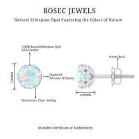 Designer Ethiopian Opal Stud Earrings with Diamond