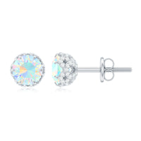 Designer Ethiopian Opal Stud Earrings with Diamond