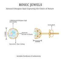 Designer Ethiopian Opal Stud Earrings with Diamond