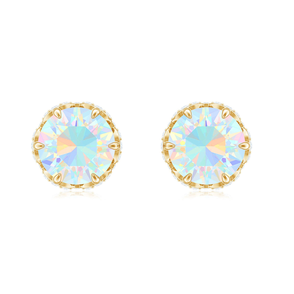 Designer Ethiopian Opal Stud Earrings with Diamond