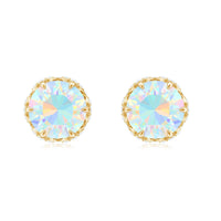 Designer Ethiopian Opal Stud Earrings with Diamond