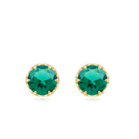 Round Lab Created Emerald Stud Earrings with Diamonds