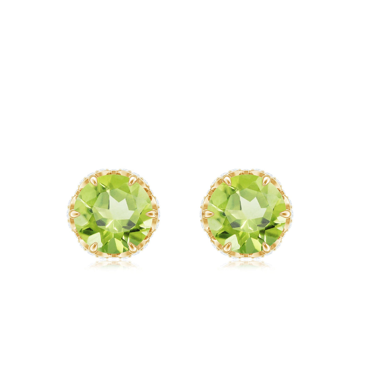 Designer 1 Carat Peridot Stud Earrings with Diamond