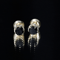 Lab Created Black Diamond Stud Earrings with White Diamonds