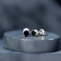 Lab Created Black Diamond Stud Earrings with White Diamonds