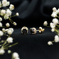 Lab Created Black Diamond Stud Earrings with White Diamonds