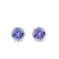 1 Carat Tanzanite Designer Stud Earrings with Diamond for Women