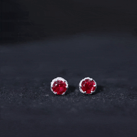 Certified Lab Grown Ruby Wedding Stud Earrings with Diamonds