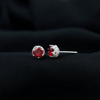 Certified Lab Grown Ruby Wedding Stud Earrings with Diamonds