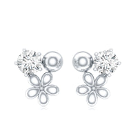Round Cut Moissanite Flower Stud Earrings with Screw Backs