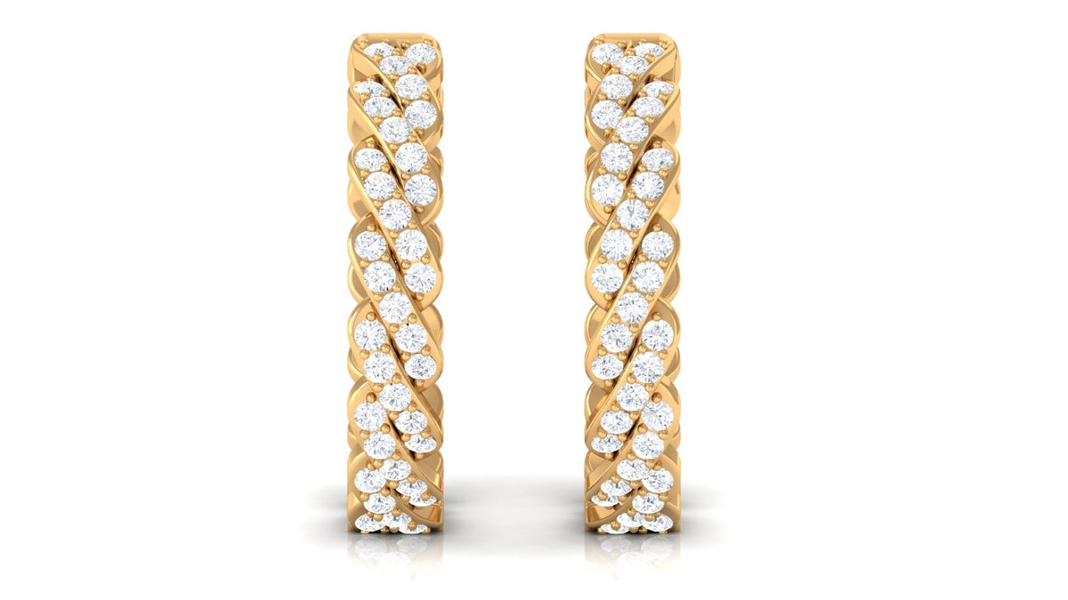 Natural Diamond Twisted Hoop Earrings with Certificate