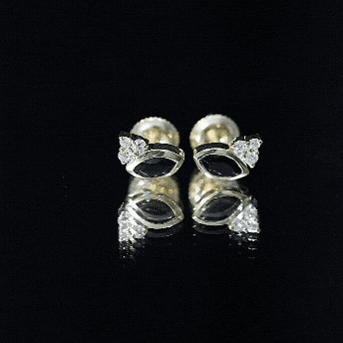 Marquise shape 0.7 carat lab-grown black and white diamond stud earrings by Rosec Jewels, showcasing elegant jewelry design.