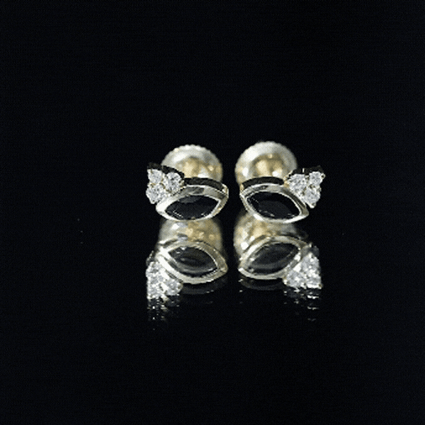 Marquise shape 0.7 carat lab-grown black and white diamond stud earrings by Rosec Jewels, showcasing elegant jewelry design.