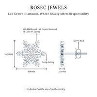 Lab Created Diamond Snowflake Stud Earrings With Screw Back