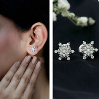 Lab Created Diamond Snowflake Stud Earrings With Screw Back