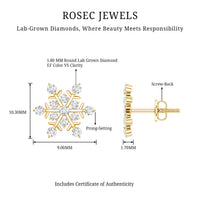 Lab Created Diamond Snowflake Stud Earrings With Screw Back