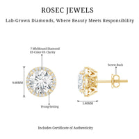 Round Halo Lab Grown Diamond Earring For Women