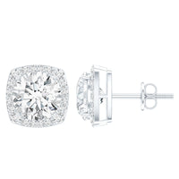 Certified Round Cut Lab Grown Diamond Halo Stud Earrings For Her