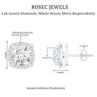 Certified Round Cut Lab Grown Diamond Halo Stud Earrings For Her