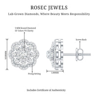 Certified Lab Grown Diamond Flower Bridal Stud Earrings