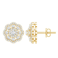 Certified Lab Grown Diamond Flower Bridal Stud Earrings