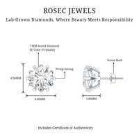 Certified 7 mm Lab Created Diamond 2 Carat Earrings