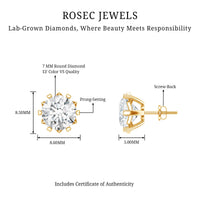 Certified 7 mm Lab Created Diamond 2 Carat Earrings