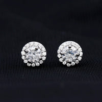 0.64 CTW Lab Grown Diamond Halo Stud Earrings (4mm, Screw Back)