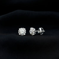 Certified Brilliant Cut Diamond Halo Stud Earrings