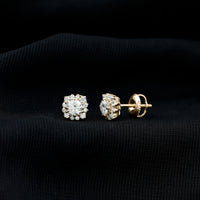 Certified Brilliant Cut Diamond Halo Stud Earrings