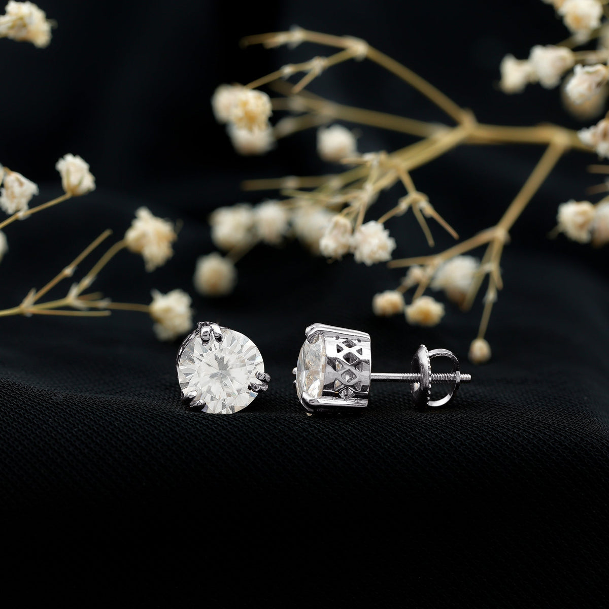 Certified 8mm Round Diamond Studs with Screw Back