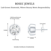 Bezel Set Lab Grown Diamond Solitaire Stud Earrings