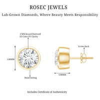 Bezel Set Lab Grown Diamond Solitaire Stud Earrings