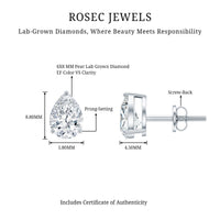 Certified 2 Carat Diamond Teardrop Earrings With Screw Back