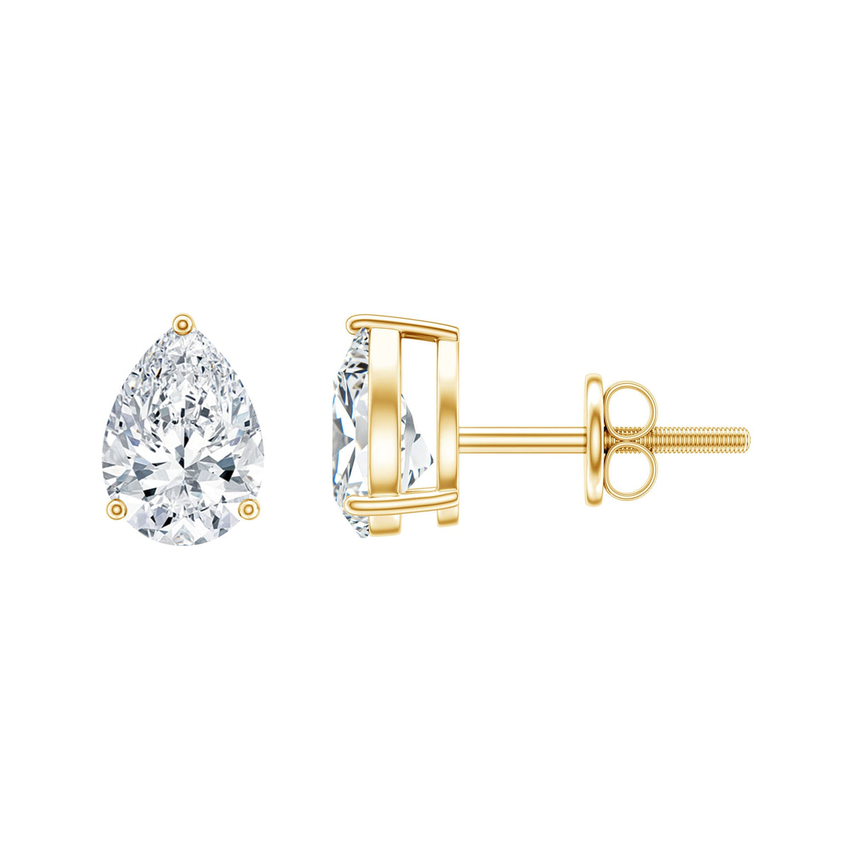 Certified 2 Carat Diamond Teardrop Earrings With Screw Back