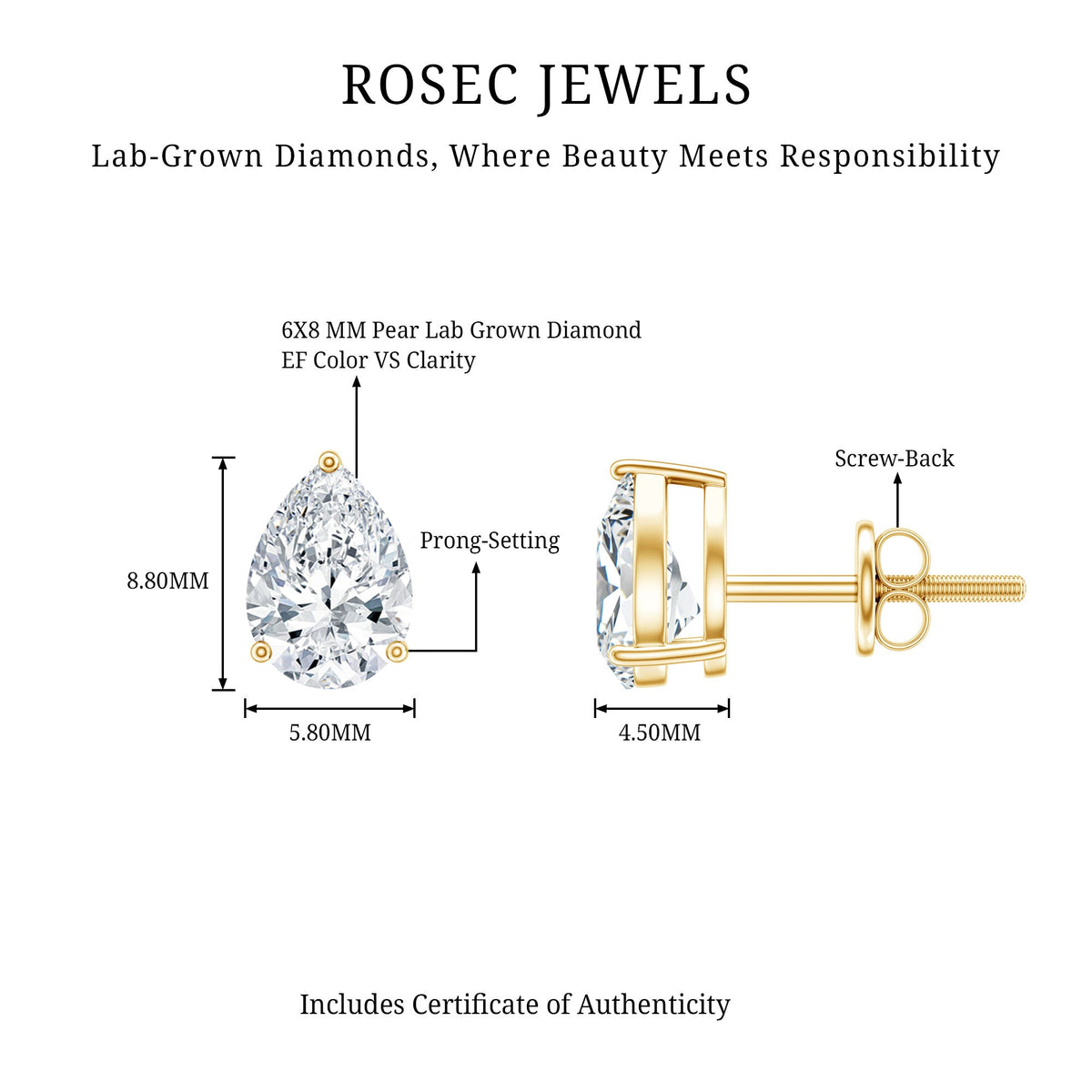 Certified 2 Carat Diamond Teardrop Earrings With Screw Back