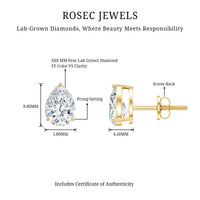 Certified 2 Carat Diamond Teardrop Earrings With Screw Back