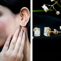 Emerald Cut Lab Created Diamond Stud Earrings