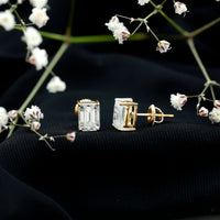 Emerald Cut Lab Created Diamond Stud Earrings