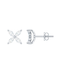 Certified Lab Grown Diamond Flower Earrings With Screw Back