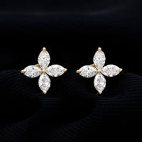 Certified Lab Grown Diamond Flower Earrings With Screw Back