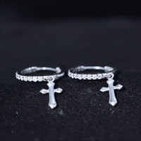 Lab Grown Diamond Holy Cross Hoop Drop Earrings For Women