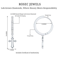 Lab Grown Diamond Holy Cross Hoop Drop Earrings For Women
