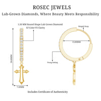 Lab Grown Diamond Holy Cross Hoop Drop Earrings For Women