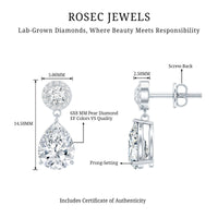 Certified Lab Grown Diamond Dangling Bridal Earrings