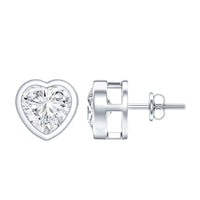 Certified Bezel Set 7mm Lab Grown Diamond Heart Earrings