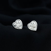 Certified Bezel Set 7mm Lab Grown Diamond Heart Earrings